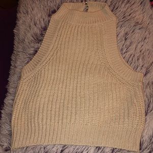Halter knit white croptop